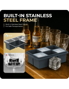 Bandeja de Hielo Grande Xomoo 12 Cubos 5cm Silicona Gris 2