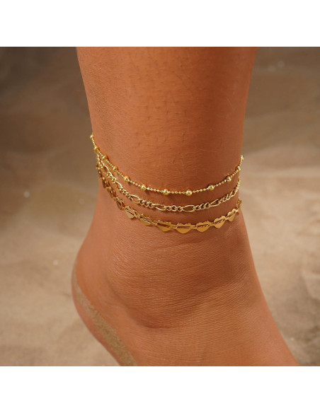 Pulsera de Tobillo LEXODY Oro 14K Ajustable para Mujeres Pulsera de Tobillo LEXODY Oro 14K Ajustable para Mujeres