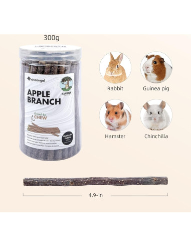 Juguetes de Masticar Niteangel para Conejos y Hámsters - Rama de Manzana