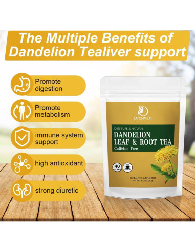 Té Herbal Natural LUCNVEM de Diente de León - 40 Bolsitas