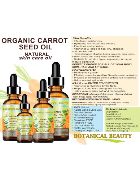 Aceite de Semilla de Zanahoria Orgánico 100% Puro 15 ml Aceite de Semilla de Zanahoria Orgánico 100% Puro 15 ml