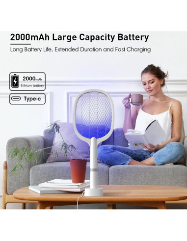Raqueta Zapper de Insectos amosquito 2200mAh Recargable