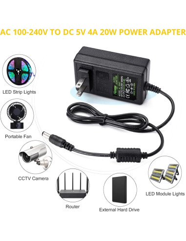 Adaptador de Corriente AC a DC 5V 4A Facmogu 20W