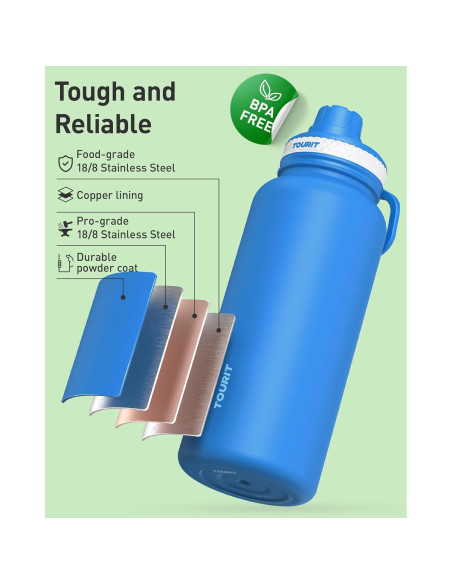 Botella de Agua Aislada TOURIT 24 oz Acero Inoxidable Negra Botella de Agua Aislada TOURIT 24 oz Acero Inoxidable Negra