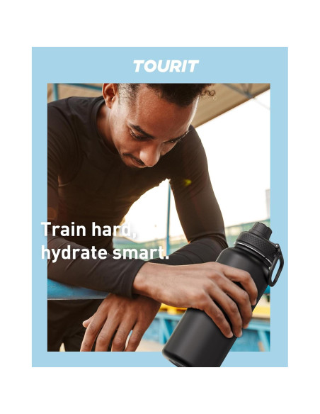 Botella de Agua Aislada TOURIT 24 oz Acero Inoxidable Negra Botella de Agua Aislada TOURIT 24 oz Acero Inoxidable Negra