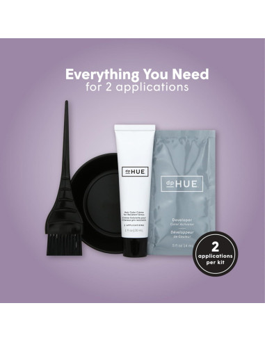 dpHUE Kit Retoque Raíces Canas Resistentes Negro - 2 Aplicaciones