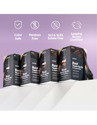 dpHUE Kit Retoque Raíces Canas Resistentes Negro - 2 Aplicaciones
