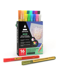 Marcadores de Contorno Doble Arteza 16 Colores Metálicos