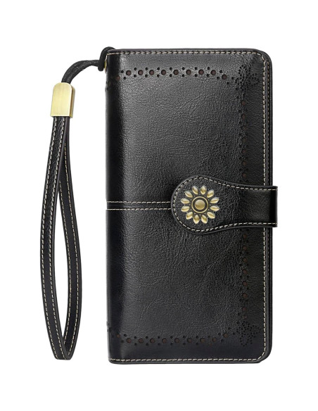 Billetera de Cuero Genuino para Mujeres con Bloqueo RFID Billetera de Cuero Genuino para Mujeres con Bloqueo RFID