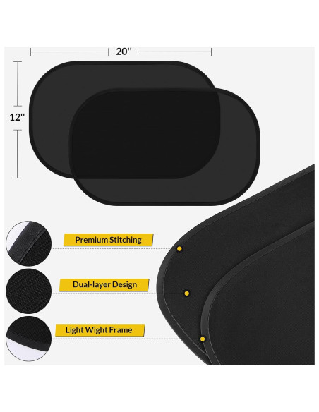 Paquete de 2 Sombrillas para Ventanas de Auto Clothclose 50x31cm Paquete de 2 Sombrillas para Ventanas de Auto Clothclose 50x31cm