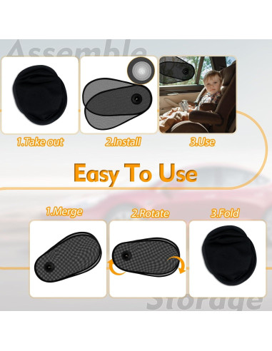 Sombrillas para Ventanas de Auto PUMHUBO - 2 Piezas Rotativas