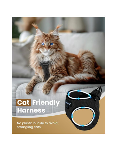 Arnés y Correa para Gato FAYOGOO Negro a Prueba de Escape