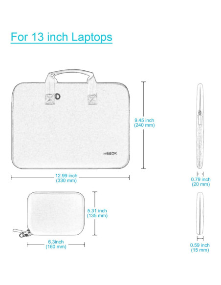 Funda para Laptop 13" HSEOK con Estuche Extra y Protección 360 Funda para Laptop 13" HSEOK con Estuche Extra y Protección 360