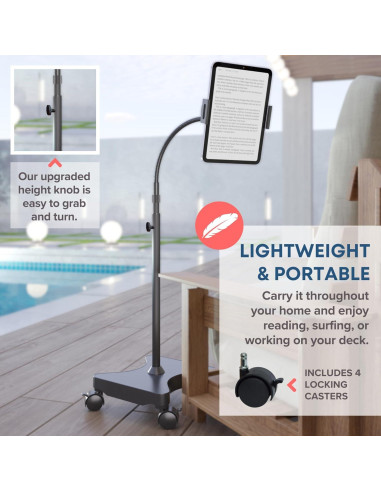 Soporte de Piso Ajustable LEVO con Ruedas para Tableta 76-152cm Negro