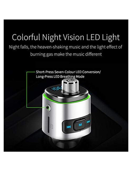 Transmisor FM Bluetooth 5.0 Couraglazer BC42 Carga Rápida USB Transmisor FM Bluetooth 5.0 Couraglazer BC42 Carga Rápida USB