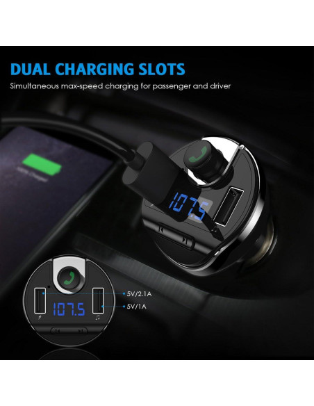 Adaptador Bluetooth Criacr para Coche, Transmisor FM y Cargador USB Adaptador Bluetooth Criacr para Coche, Transmisor FM y Cargador USB