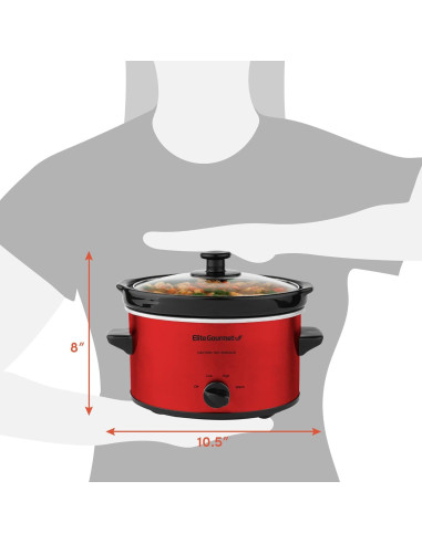 Cocinero Lento Eléctrico Elite Gourmet MST-275XR 2 Cuartos Rojo