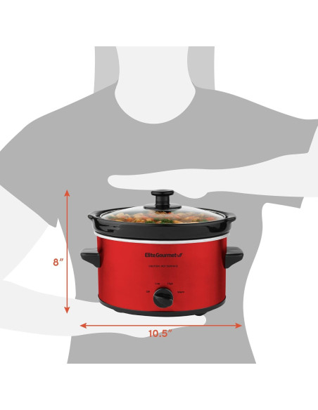 Cocinero Lento Eléctrico Elite Gourmet MST-275XR 2 Cuartos Rojo Cocinero Lento Eléctrico Elite Gourmet MST-275XR 2 Cuartos Rojo