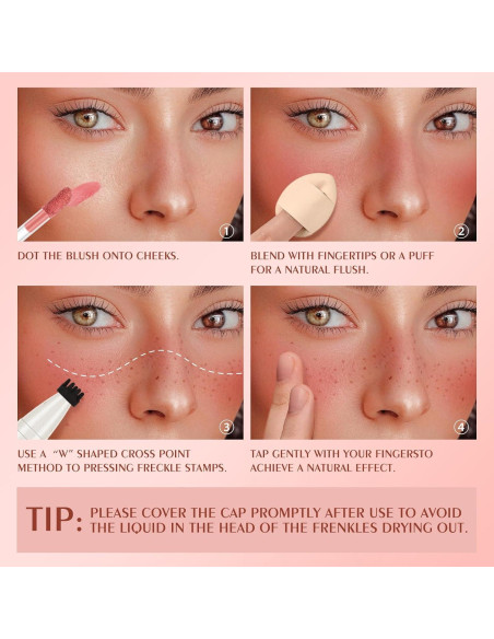 Sello de Pecas y Rubor Líquido 2 en 1 FREEORR 4 Colores Sello de Pecas y Rubor Líquido 2 en 1 FREEORR 4 Colores