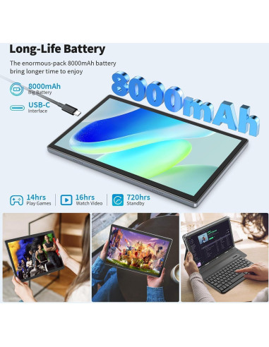 Tableta 2 en 1 YOBANSE T618 10" Android 14 16GB RAM 128GB ROM