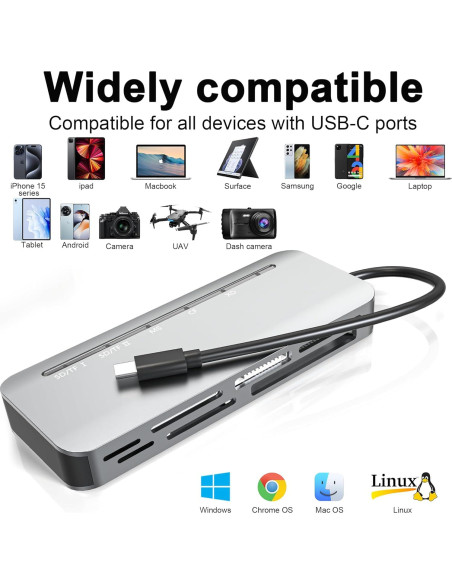 Lector de Tarjetas USB-C 7 en 1 Yeemie Pro - SD, TF, CF, MS, XD Lector de Tarjetas USB-C 7 en 1 Yeemie Pro - SD, TF, CF, MS, XD