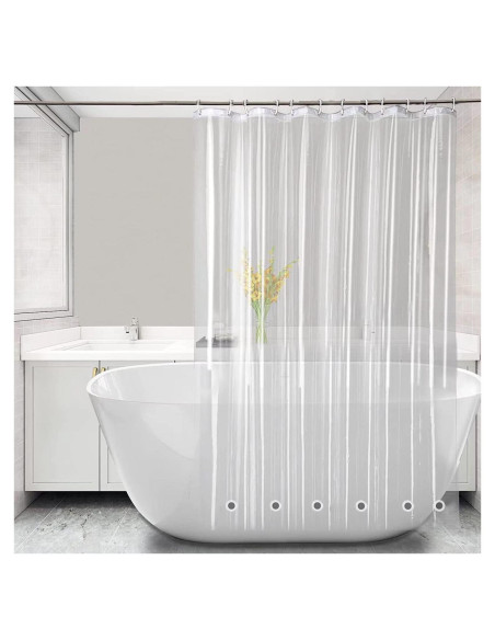 Cortina de Ducha Tonnali 74 Pulgadas PEVA Transparente Impermeable Cortina de Ducha Tonnali 74 Pulgadas PEVA Transparente Impermeable