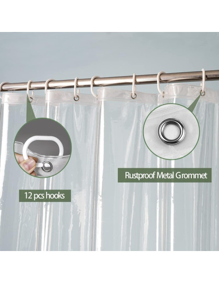 Cortina de Ducha UFRIDAY 72x80 cm Transparente EVA Impermeable Cortina de Ducha UFRIDAY 72x80 cm Transparente EVA Impermeable