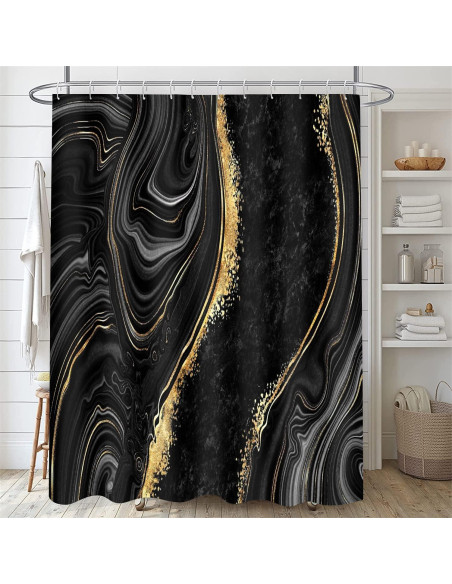 Conjunto de Cortinas de Ducha Nkzply 4 Piezas Mármol Negro Conjunto de Cortinas de Ducha Nkzply 4 Piezas Mármol Negro