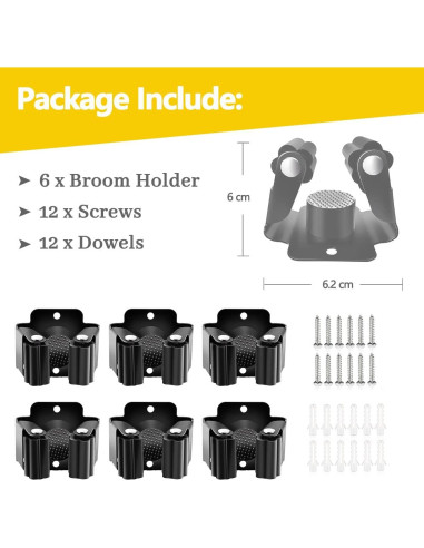 Soporte de Escoba de Pared Verdenu Acero Inoxidable 6 Paquetes