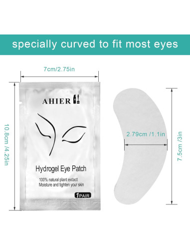 Almohadillas para Ojos AHIER 100 Pares Hidrogel Extensiones