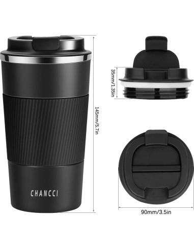 Taza de café de viaje CHANCCI 380ml aislada a prueba de fugas