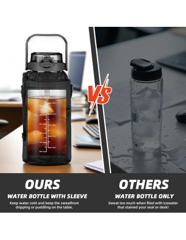Botella de Agua de Vidrio Chunmo 2L con Popote y Funda