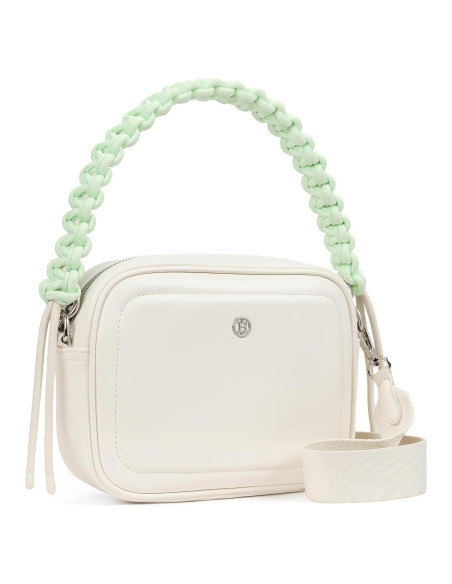 Bolso Cruzado BOSTANTEN de Cuero Vegano para Mujeres - Blanco y Beige Bolso Cruzado BOSTANTEN de Cuero Vegano para Mujeres - Blanco y Beige