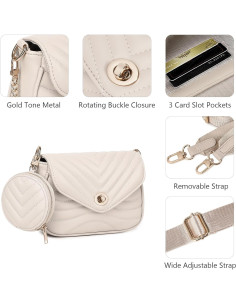 Bolso Cruzado Acolchado JEEHAN para Mujeres + Monedero 2