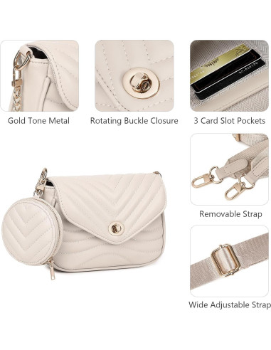 Bolso Cruzado Acolchado JEEHAN para Mujeres + Monedero