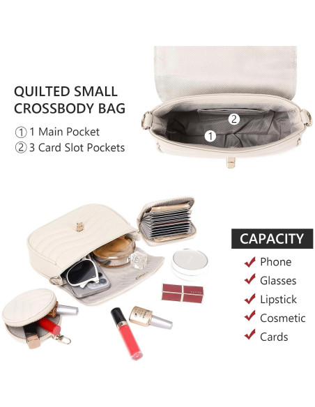 Bolso Cruzado Acolchado JEEHAN para Mujeres + Monedero Bolso Cruzado Acolchado JEEHAN para Mujeres + Monedero