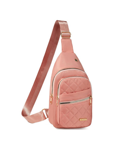 Mochila Bandolera Cruzada Rosa para Mujeres - Poliester Impermeable