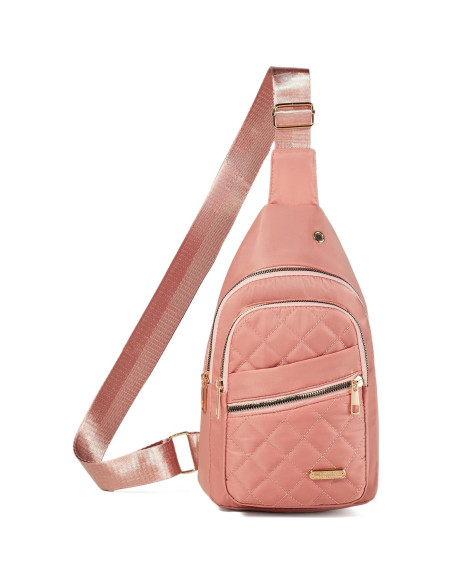 Mochila Bandolera Cruzada Rosa para Mujeres - Poliester Impermeable Mochila Bandolera Cruzada Rosa para Mujeres - Poliester Impermeable