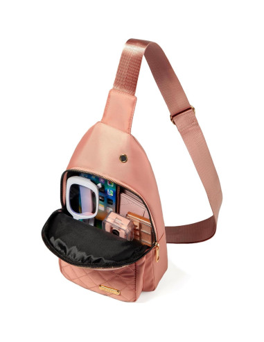 Mochila Bandolera Cruzada Rosa para Mujeres - Poliester Impermeable