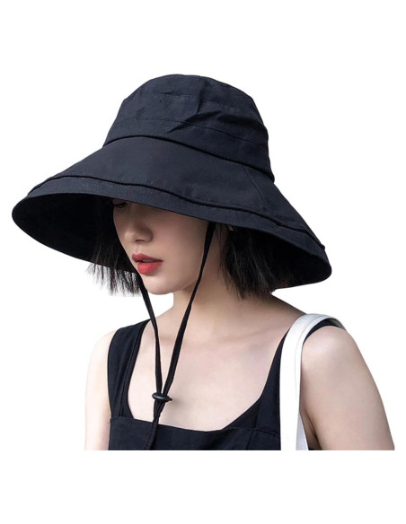 Sombrero de Cubo UPF50+ DRIONO Negro Ajustable Plegable Sombrero de Cubo UPF50+ DRIONO Negro Ajustable Plegable