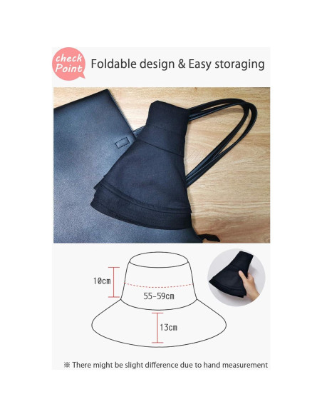 Sombrero de Cubo UPF50+ DRIONO Negro Ajustable Plegable Sombrero de Cubo UPF50+ DRIONO Negro Ajustable Plegable