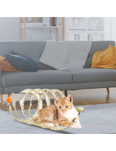 Túnel de Juguete para Gato TOYMIS 25cm Plegable con Plumas Túnel de Juguete para Gato TOYMIS 25cm Plegable con Plumas