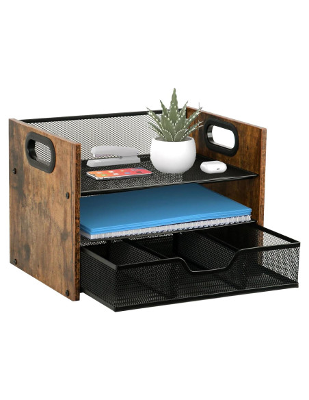 Organizador de Escritorio de Madera Boershun 3 Niveles con Cajón Organizador de Escritorio de Madera Boershun 3 Niveles con Cajón