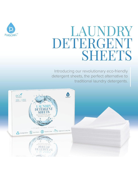 Hojas de detergente Pursonic Eco - 30 hojas para 60 cargas Hojas de detergente Pursonic Eco - 30 hojas para 60 cargas