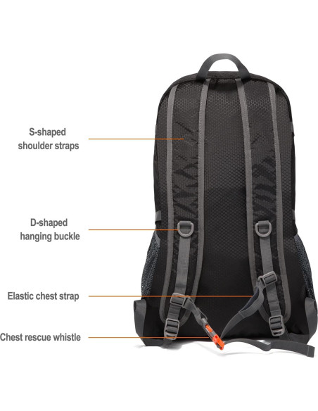 Mochila Plegable 40L Vimapo Nylon Ripstop Impermeable Negra Mochila Plegable 40L Vimapo Nylon Ripstop Impermeable Negra