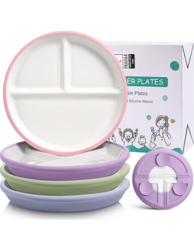Platos Divididos para Niños Domensi 20.32 cm 4 Piezas Cerámica