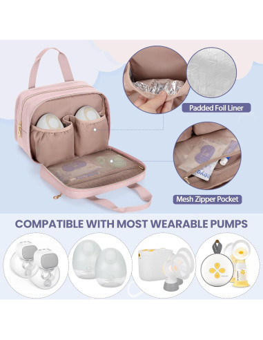 Bolsa Térmica para Extractor de Leche Wearable Damero Rosa