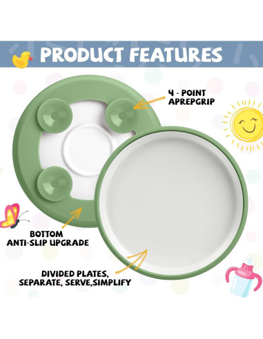 Platos de Porcelana para Niños Domensi 4 Piezas con Succión