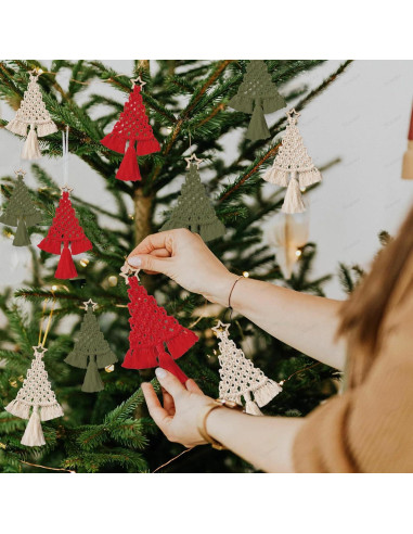 Kit de Macramé Navidad Ncozwo 3 Piezas Adornos Colgantes