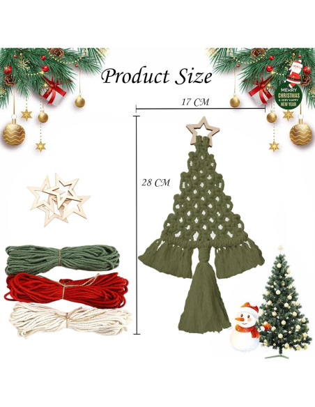 Kit de Macramé Navidad Ncozwo 3 Piezas Adornos Colgantes Kit de Macramé Navidad Ncozwo 3 Piezas Adornos Colgantes